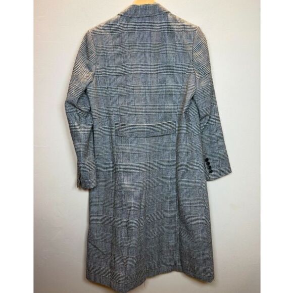 Nili Lotan Women's Size S Black White Plaid Double Breasted Overcoat - Picture 6 of 10